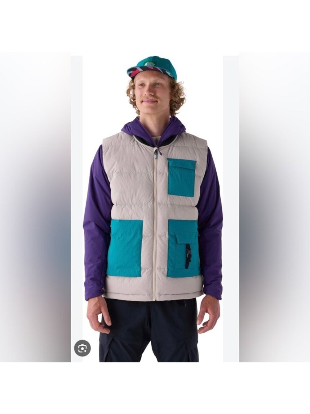 MEC Mountain Equipment Company Unisex Large Down Utility Vest Gray Teal Gorpcore